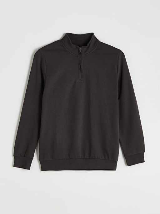 Dik Yaka Uzun Kollu Erkek Kal?n Sweatshirt