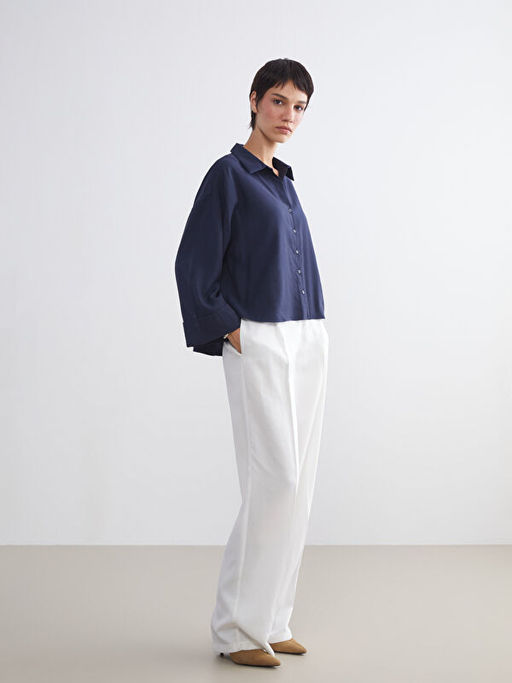 Oversize Modal Kar???ml? Kad?n G?mlek