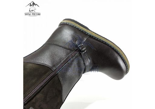 Монголки коричневые с замком, войлочная подошва, - Мирунт фото 18