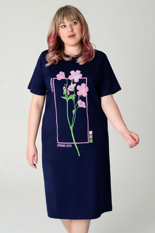 Арт. 4159 Домашняя туника женская 52-60 (5 шт) Цвет:темно-синий - Калинка фото 4