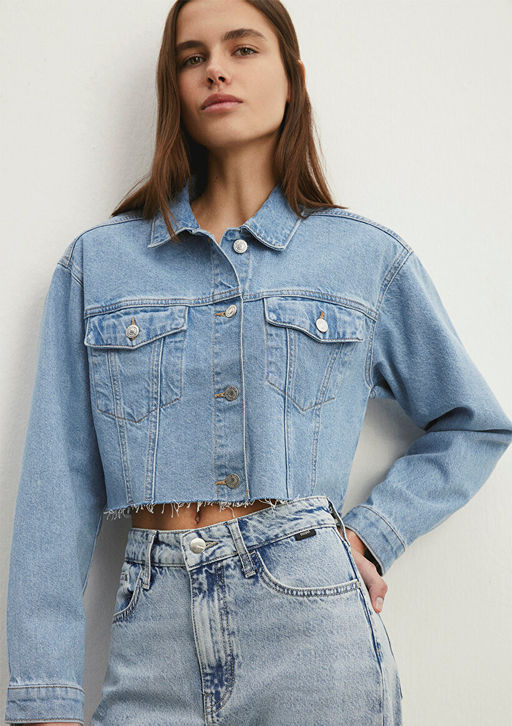 Brenda 90lar Indigo Mavisi Jean Ceket