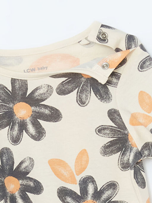 Bisiklet Yaka ?i?ekli K?z Bebek Pijama Tak?m?