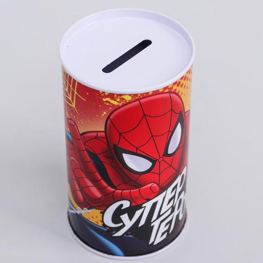 Копилка металлическая, 6.5 см × 6.5 см × 12 см «Супер герой», Человек-паук