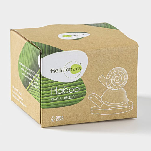 Набор для специй BellaTenero Черепаха и улитка, солонка 25 мл, перечница 30 мл, на бамбуковой подставке, фарфор, белый  фото 6