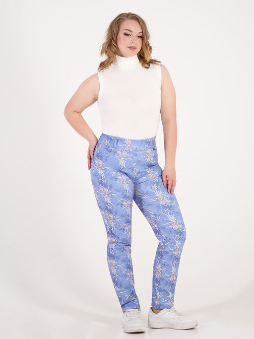 Брюки дизайнерские принтованные женские облегающие - Almond фото 3