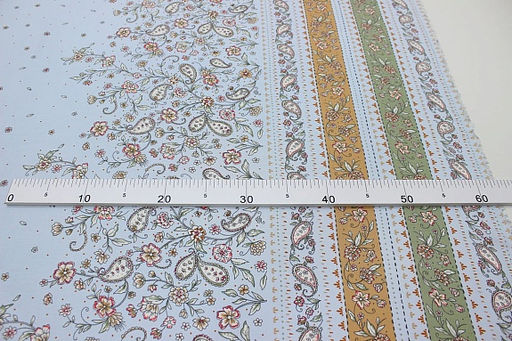 Штапель Премиум Нежные пейсли с каймой цв.голубой, СОРТ2, ш.1.45м, вискоза-100%, 120гр/м.кв - Купава фото 4