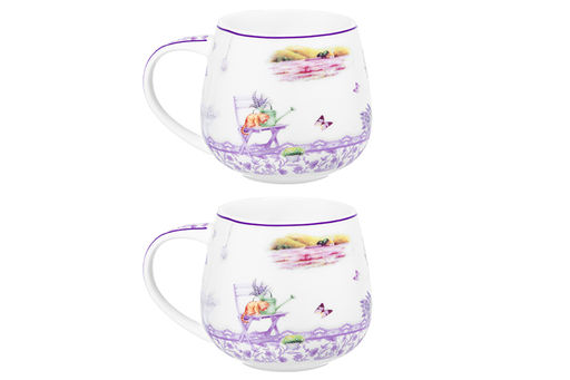 Набор 2 кружек 400 мл 13*10*8,5 см Лаванда бочонок, NEW BONE CHINA - Elan gallery фото 6