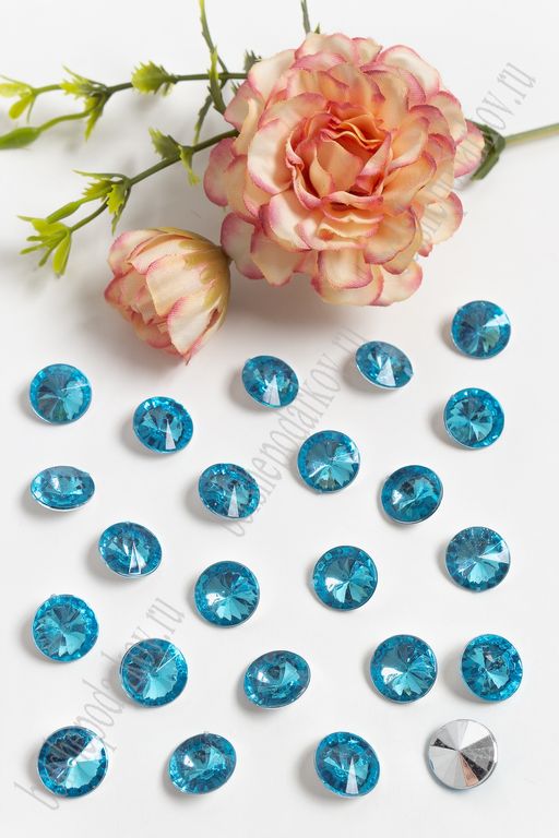 Стразы объемные 12 мм (100 шт) SF-392, голубой