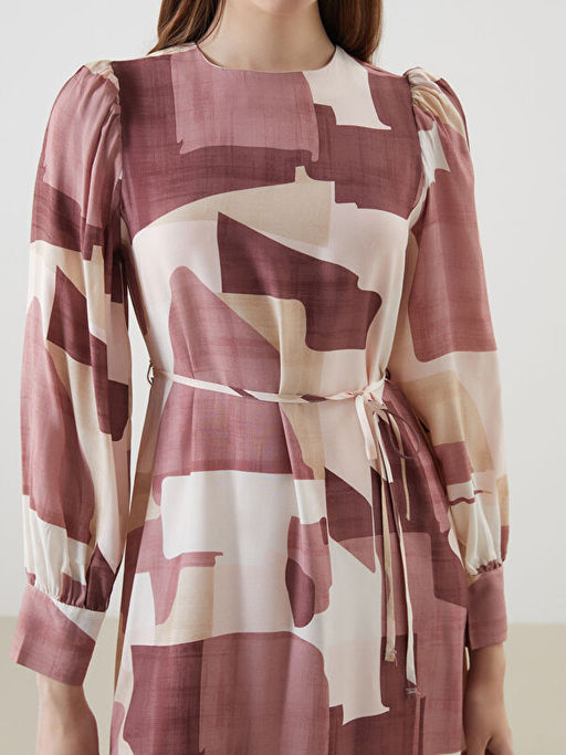 Bisiklet Yaka Desenli Elbise