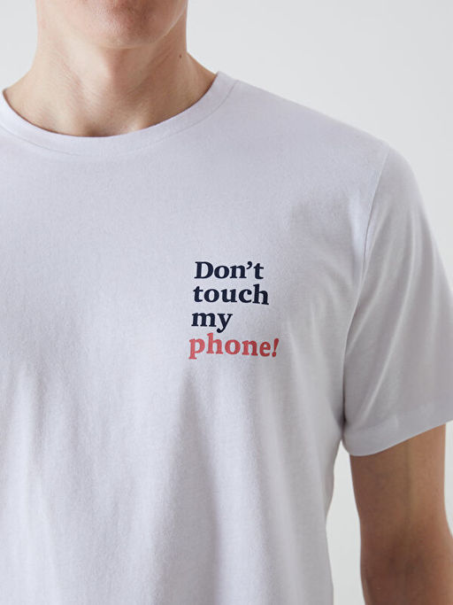 Bisiklet Yaka K?sa Kollu Bask?l? Penye Erkek Ti??rt