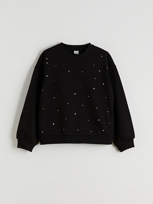 Bisiklet Yaka Ta?l? K?z ?ocuk Sweatshirt