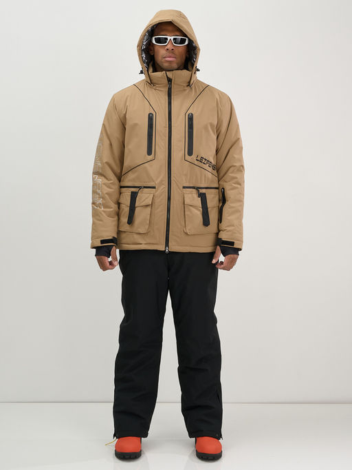 Горнолыжный костюм мужской зимний бежевого цвета 394B - Leifensh фото 11