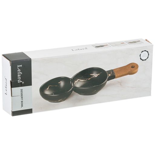 МЕНАЖНИЦА С ДЕРЕВЯННОЙ РУЧКОЙ КОЛЛЕКЦИЯ ЗОЛОТОЙ МРАМОР ЦВЕТ: BLACK 34*11,3*5 СМ - Lefard фото 3