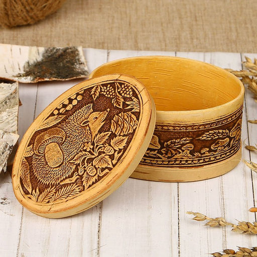 Шкатулка Ёжик - чудак, овал, 12?8,5?6,5 см, береста - Simaland фото 2