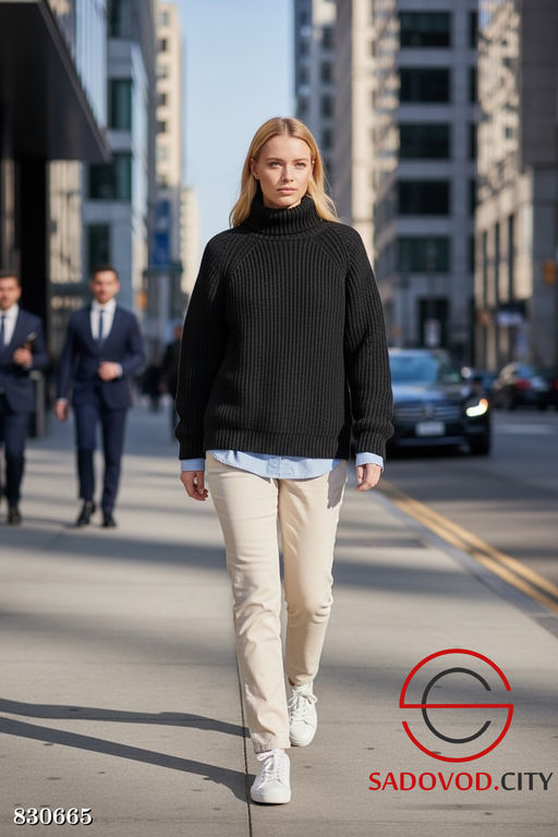 Свитер вязаный однотонный