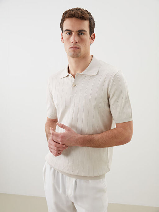 Polo Yaka K?sa Kollu Erkek Triko Kazak