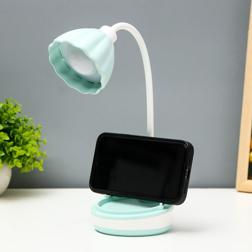 Настольная лампа «Лайни» LEd=2 Вт USB АКБ зелёный 10.5×10.5×37 см RISALUX