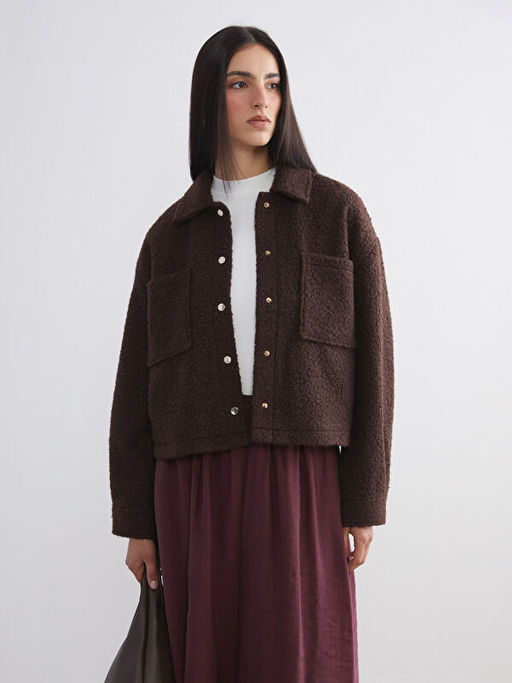 G?mlek Yaka Oversize Kad?n Pel?? Ceket