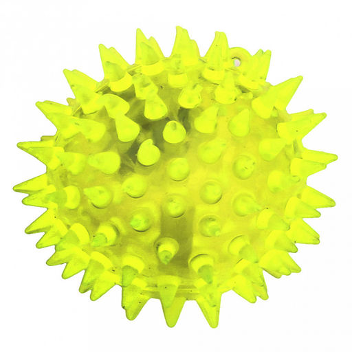 Пэт тойс (Pet toys) Игрушка для собаки Мяч с шипами д6,5см h6,5см, ПВХ, с пищалкой, светящаяся, на картоне, прозрачная, цвета в ассортименте: розовый, синий, желтый, сиреневый (Китай)  фото 4