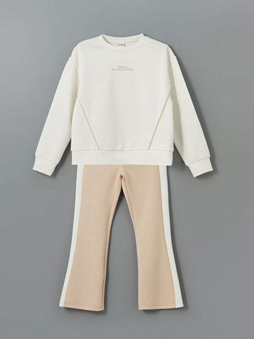 Bisiklet Yaka K?z ?ocuk Sweatshirt ve Tayt