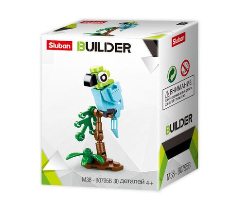 Цена за 2 шт. Конструктор SLUBAN 30 дет. "BUILDER. Попугай на ветке" (М38-В0795B) в коробке