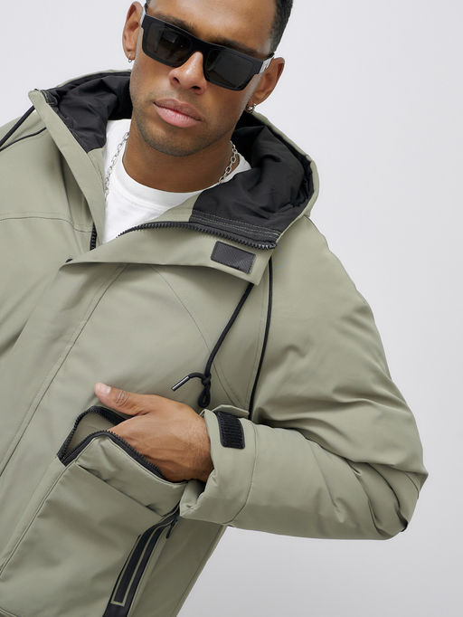 Куртка молодежная мужская зимняя с капюшоном серого цвета 25313_1Sr