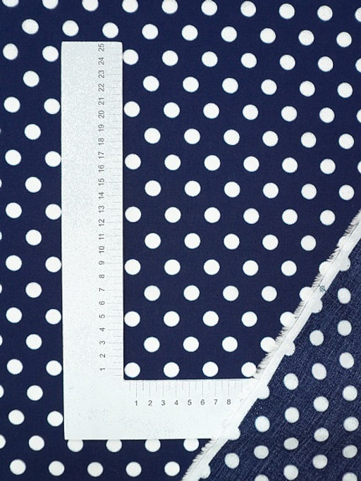 Штапель Белый горох (11мм) цв.чернильно-синий, ш.1.45м, вискоза-100%, 95гр/м.кв - Купава фото 10