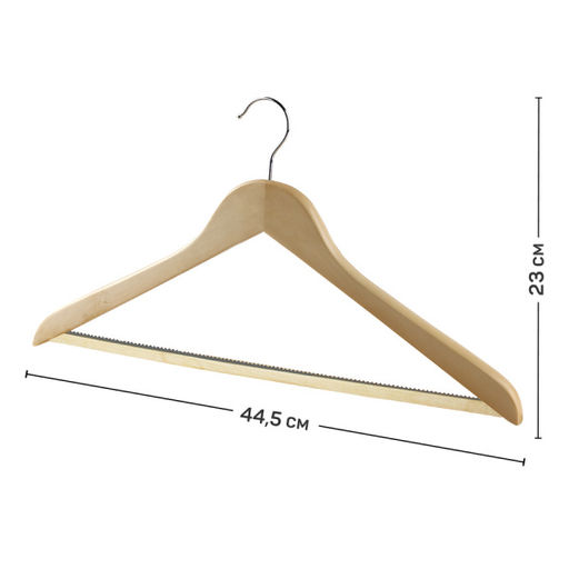 VAL 16613S6 Набор вешалок дерев, 6 шт., прямых, с нескол. переклад., 44.5*23*1.2 см, натур. цвет, шт