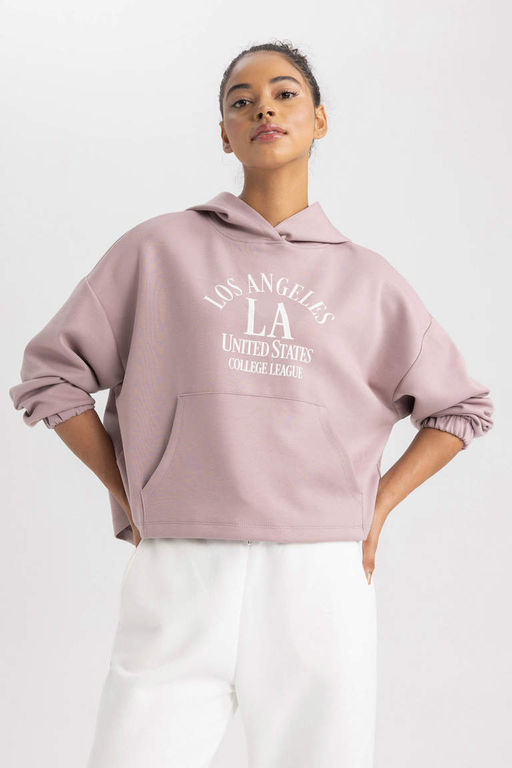 Толстовка из плотной ткани с капюшоном и принтом DeFactoFit  фото 4