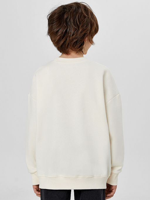 Свитшот для мальчиков молочный с надписью Santas watching - Mark formelle фото 2