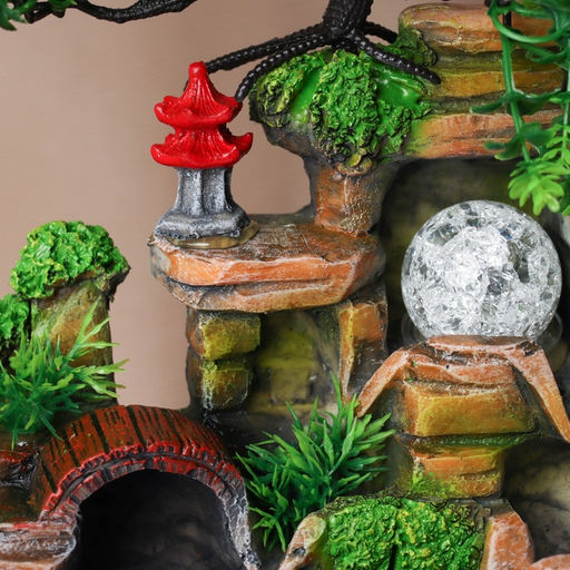 Фонтан настольный «Каменные ступеньки под деревом», 27×16 см, с подсветкой