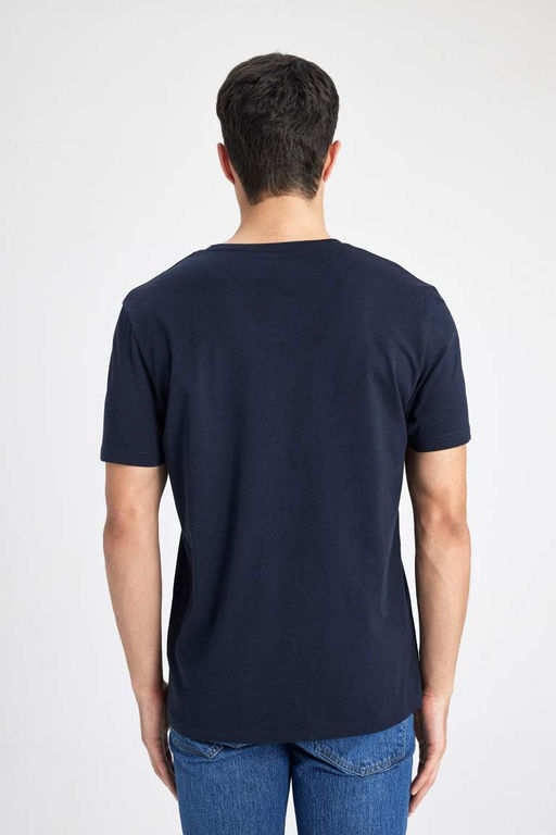 Базовая футболка Slim Fit с V-образным вырезом и короткими рукавами - Defacto фото 10