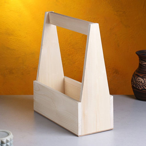 Кашпо деревянное 2711.59(30.5) см Таёжный костёр, с ручкой, натуральный - Дарим красиво фото 2