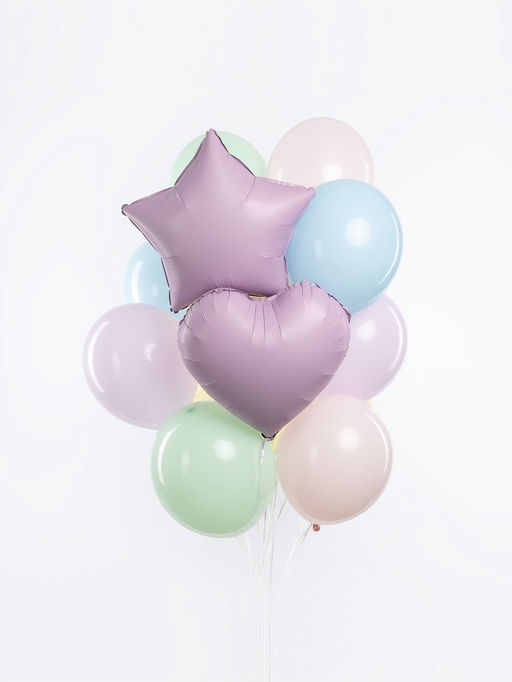 Цена за 2 шт. Воздушный шар фольгированный 18" «Сердце», сиреневый сатин, набор 5 шт.