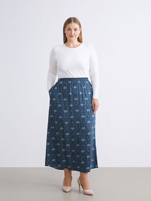 Beli Lastikli Desenli A Kesim Etek