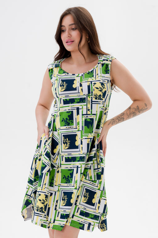 Платье женское из кулирки Кэтрин цитрусовый микс макси - Амадэль фото 11