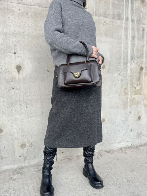 Женская кожаная сумка бочонок 3132 Кофе