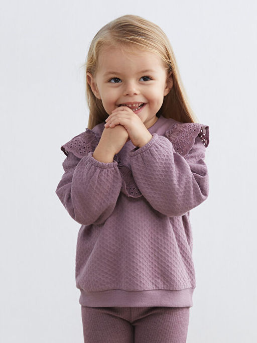 Bisiklet Yaka K?z Bebek Sweatshirt ve Tayt