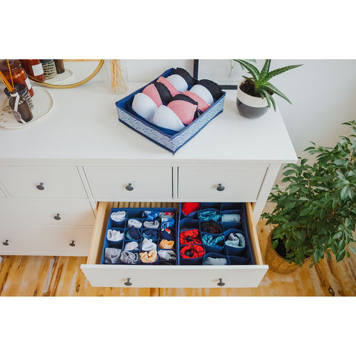 Органайзер для хранения белья Доляна Волна, 7 отделений, 34308 см, синий  фото 7