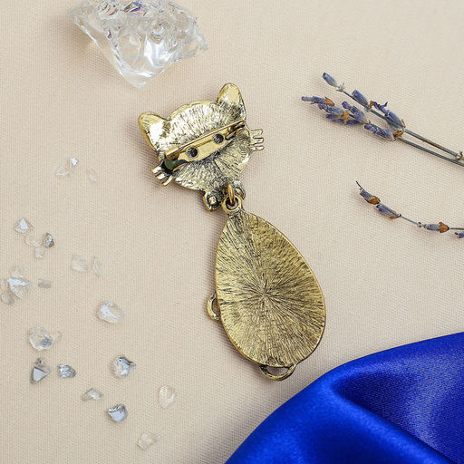 Брошь «Этника. Кошка радужная», разноцветная в чернёном золоте