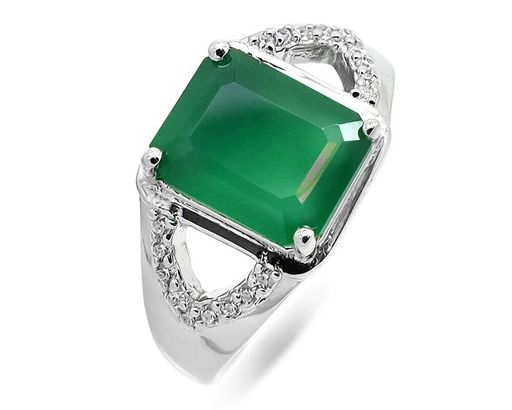 Кольцо из серебра зеленый агат, Агафья