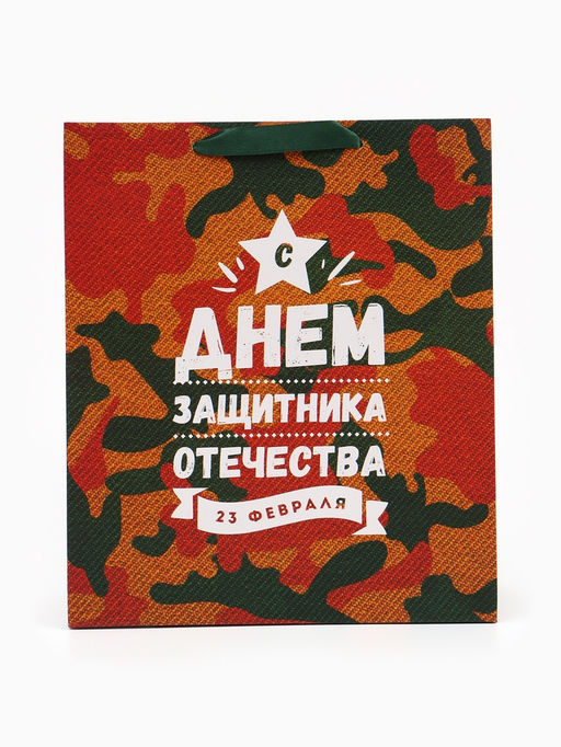 Цена за 2 шт. Пакет подарочный ламинированный вертикальный «23 февраля», 23×27×11.5 см