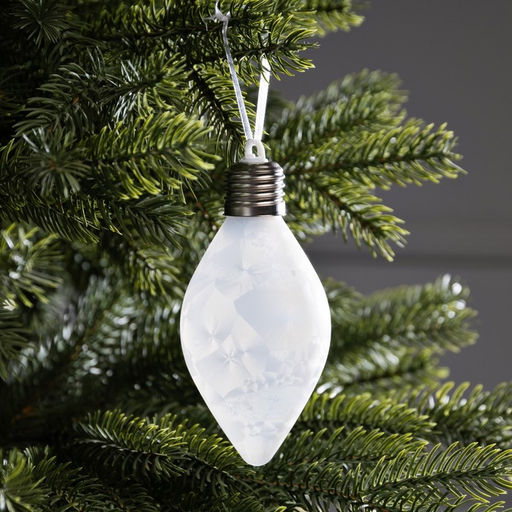 Ёлочный шар Снежный шар, 7x14 см, 1 LED, от батареек LR44x3, свечение тёплое белое - Luazon lighting фото 2