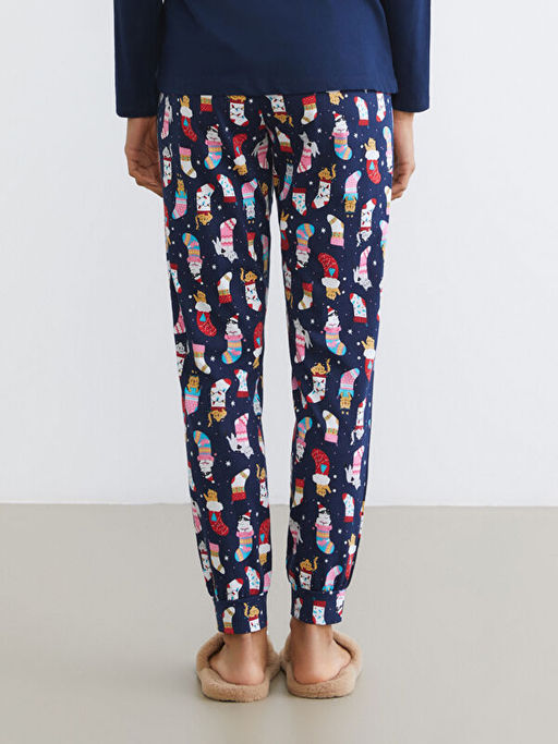 Beli Lastikli Y?lba?? Temal? Kad?n Pijama Alt?