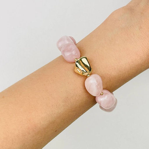 Браслет из Розового кварца со вставкой 16 см