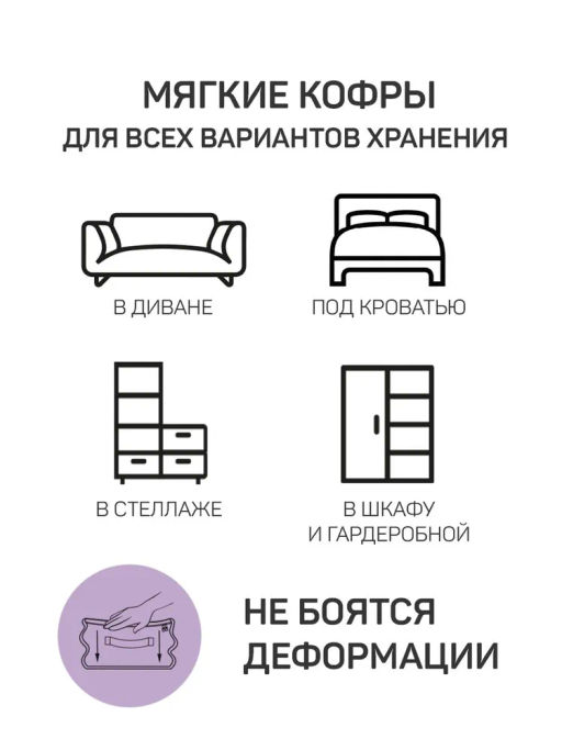 VAL LV-CB-MS Набор кофров для хранения 2 шт., большой, 60*50*35 см, малый 35*30*20 см, LAVANDE, шт - Valiant фото 9