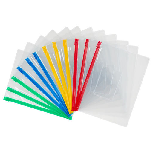 Цена за 3 шт. Папка-конверт на молнии В5 СТАММ, прозрачная (ММ-323141) 120мкм