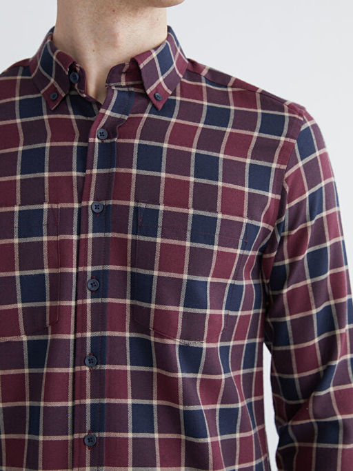 Uzun Kollu Ekose Desenli Erkek G?mlek