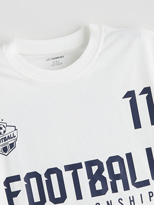 Bisiklet Yaka Bask?l? Penye Erkek ?ocuk Ti??rt