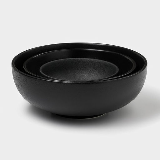 Салатники Magistro Carbon, 250/650/1.2 л, d=11/16/19.5 см, набор 3 шт., керамика, чёрные